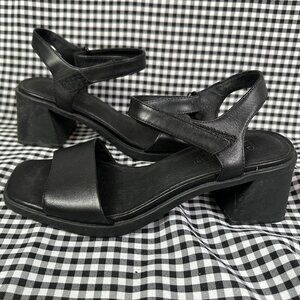 CAMPER Kiara Black Leather Chunky Minimalist Sandals Women's EU 37 / US 7